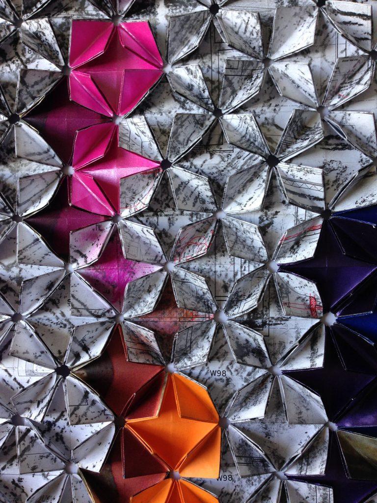 Tessellated paper collage, graphite Frotage