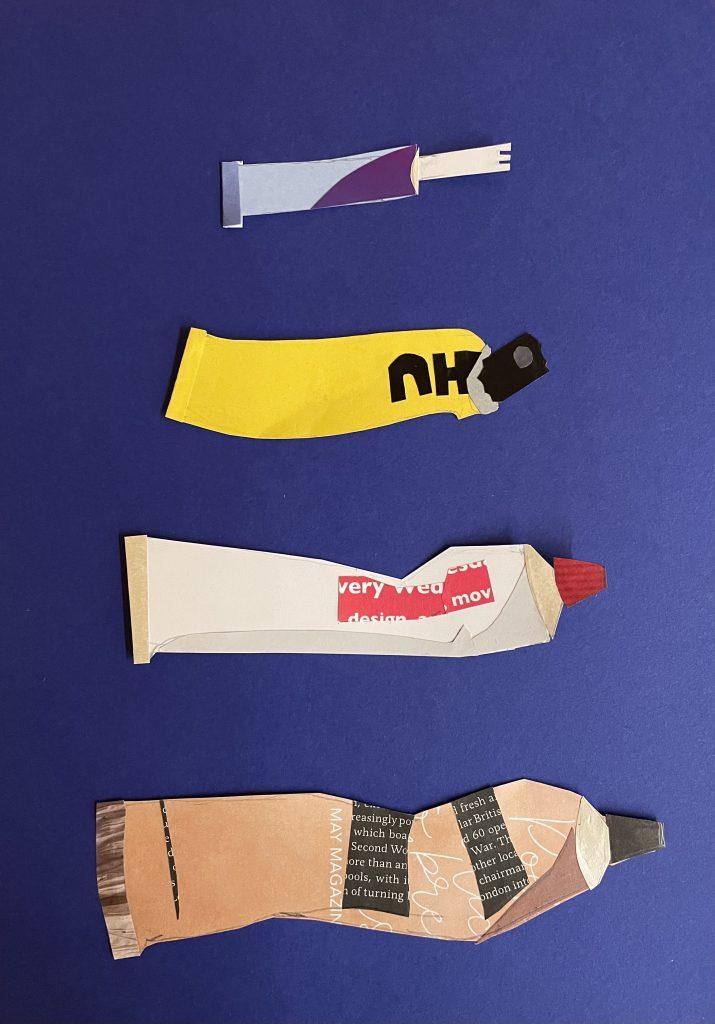 Still life collage paper cut outs