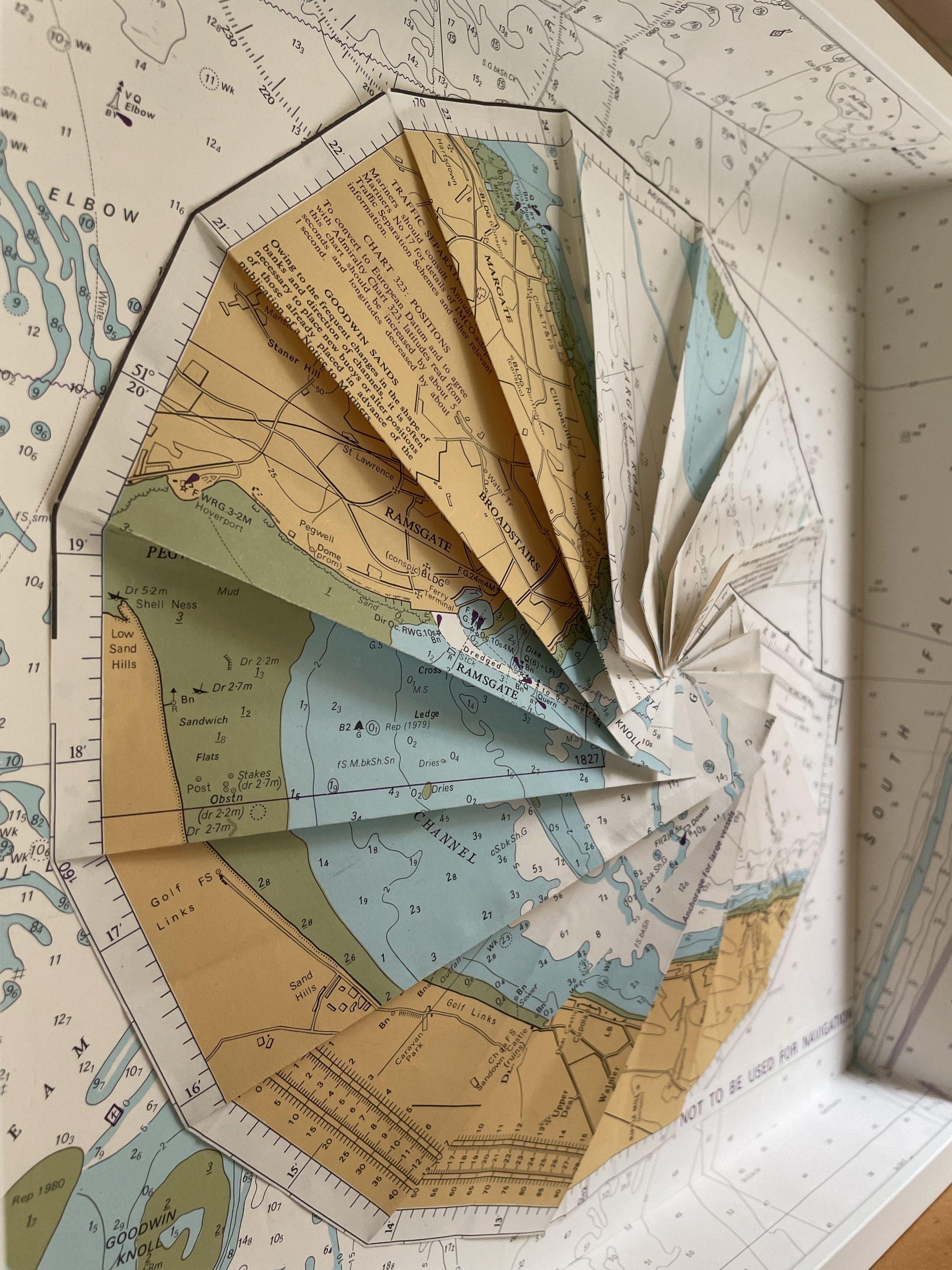 Folded maritime chart south coast